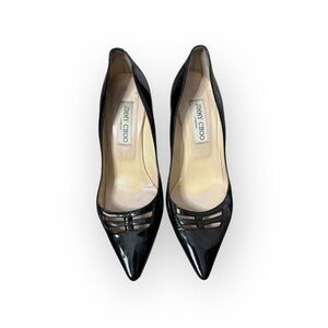 Jimmy Choo Black Patent Leather Point Toe Heels Size 37 / 7
